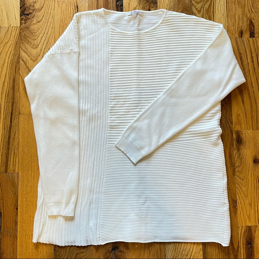 Vila Milano size Large Cream colored long sleeve ribbed tunic length sweater - Picture 2 of 7